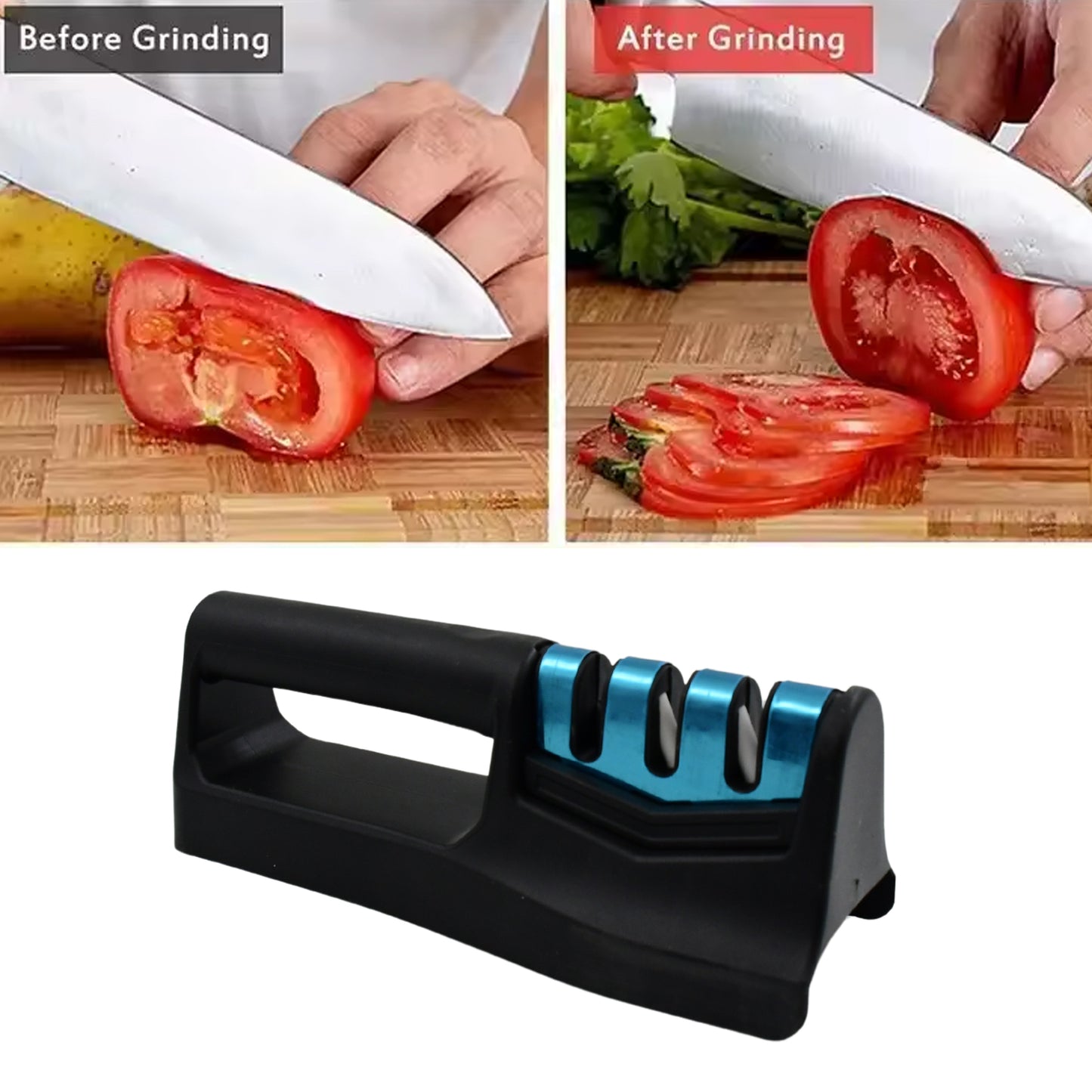 Multi Function 9 in 1 Knife Sharpener for Kitchen Knives with Fish Scale Remover and Veg Cutter | Handheld Serrated and Chef Knife Sharpener Tool