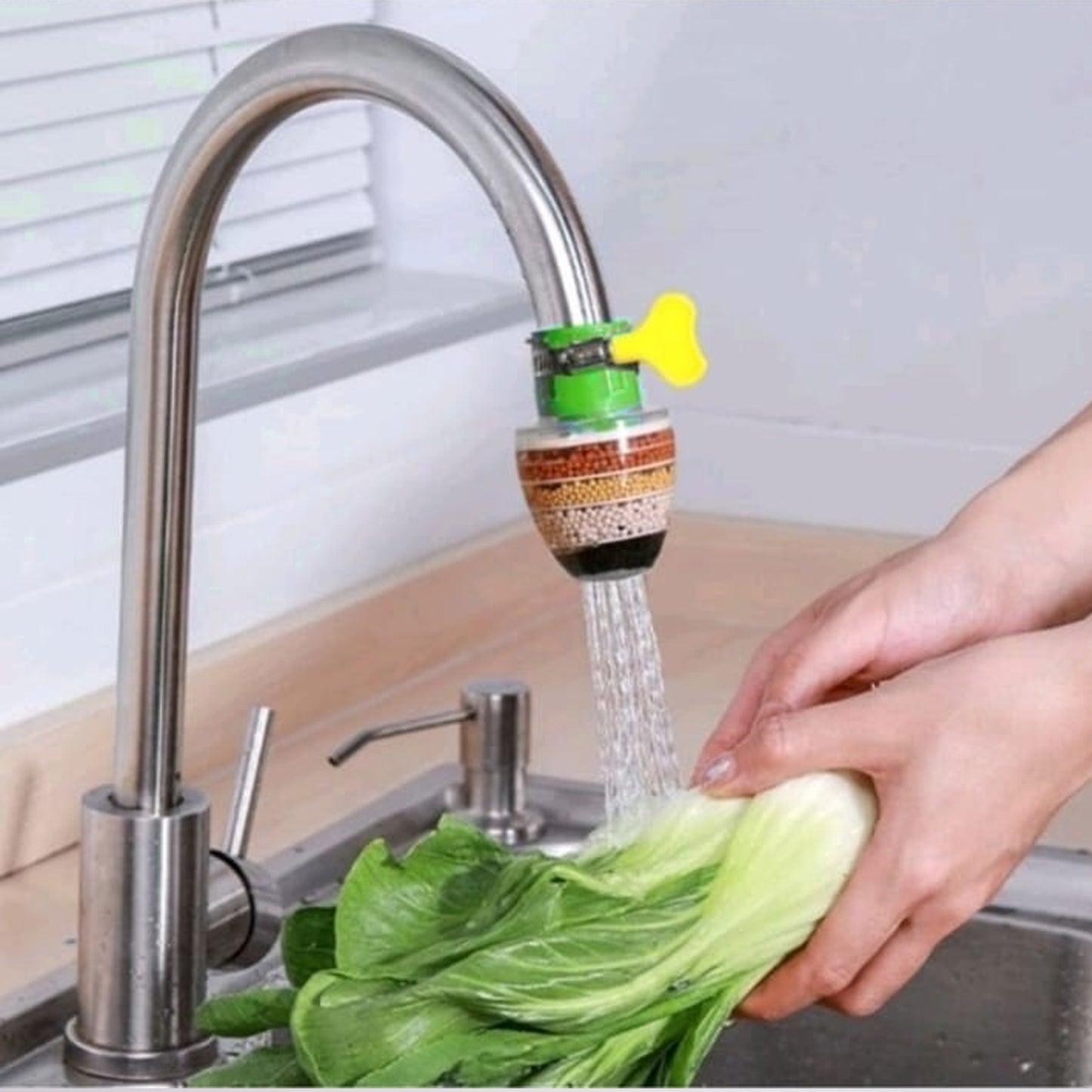 Universal Kitchen Tap Filter with 6-Layer Purifier Cartridge | Faucet Water Filter for Removing Chlorine & Impurities | For Home & Bathroom Use