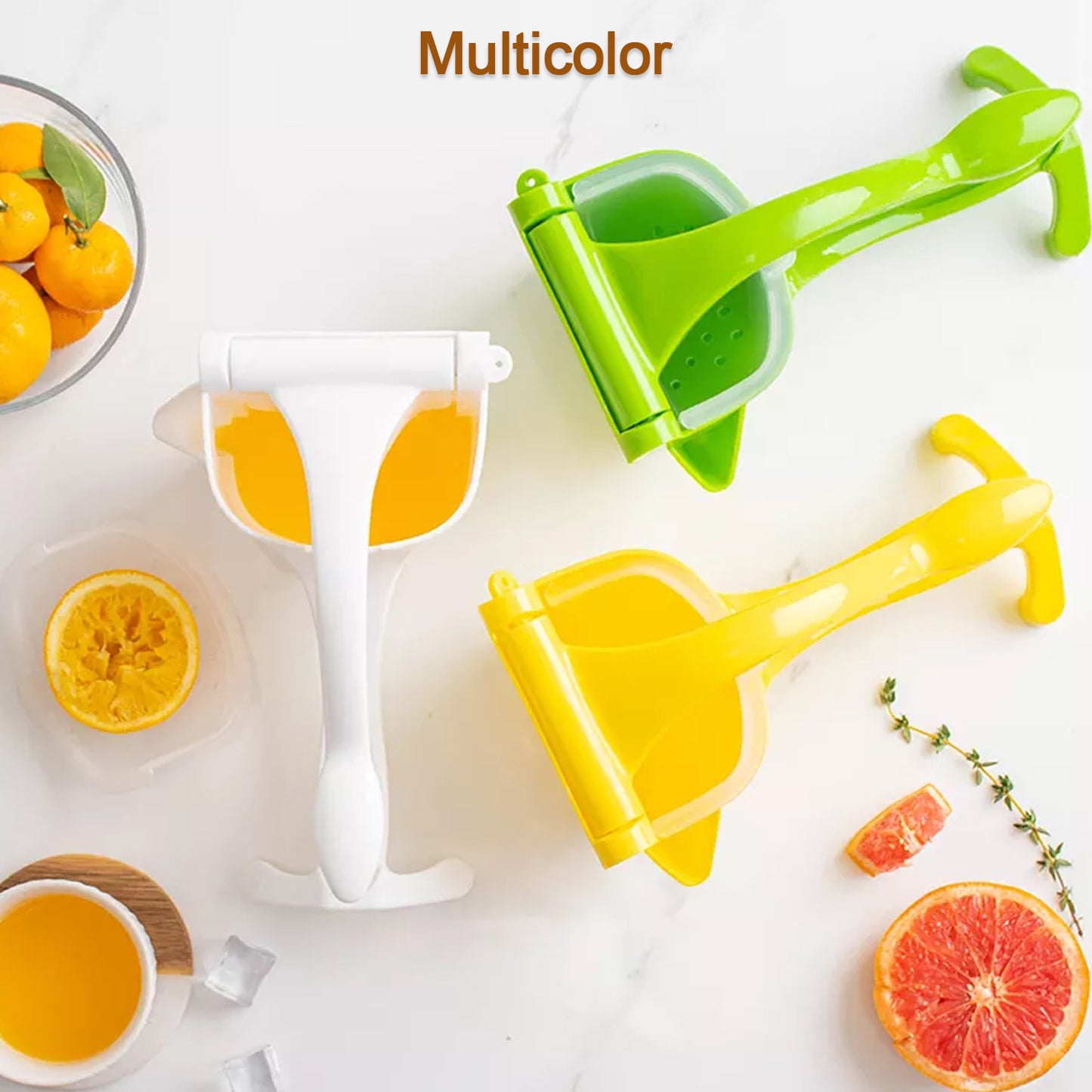 Effortless Manual Citrus Juicer & Lemon Squeezer | Lever Hand Press for High-Yield Orange & Lime Juice | Durable Countertop Fruit Press (Multicoloured)
