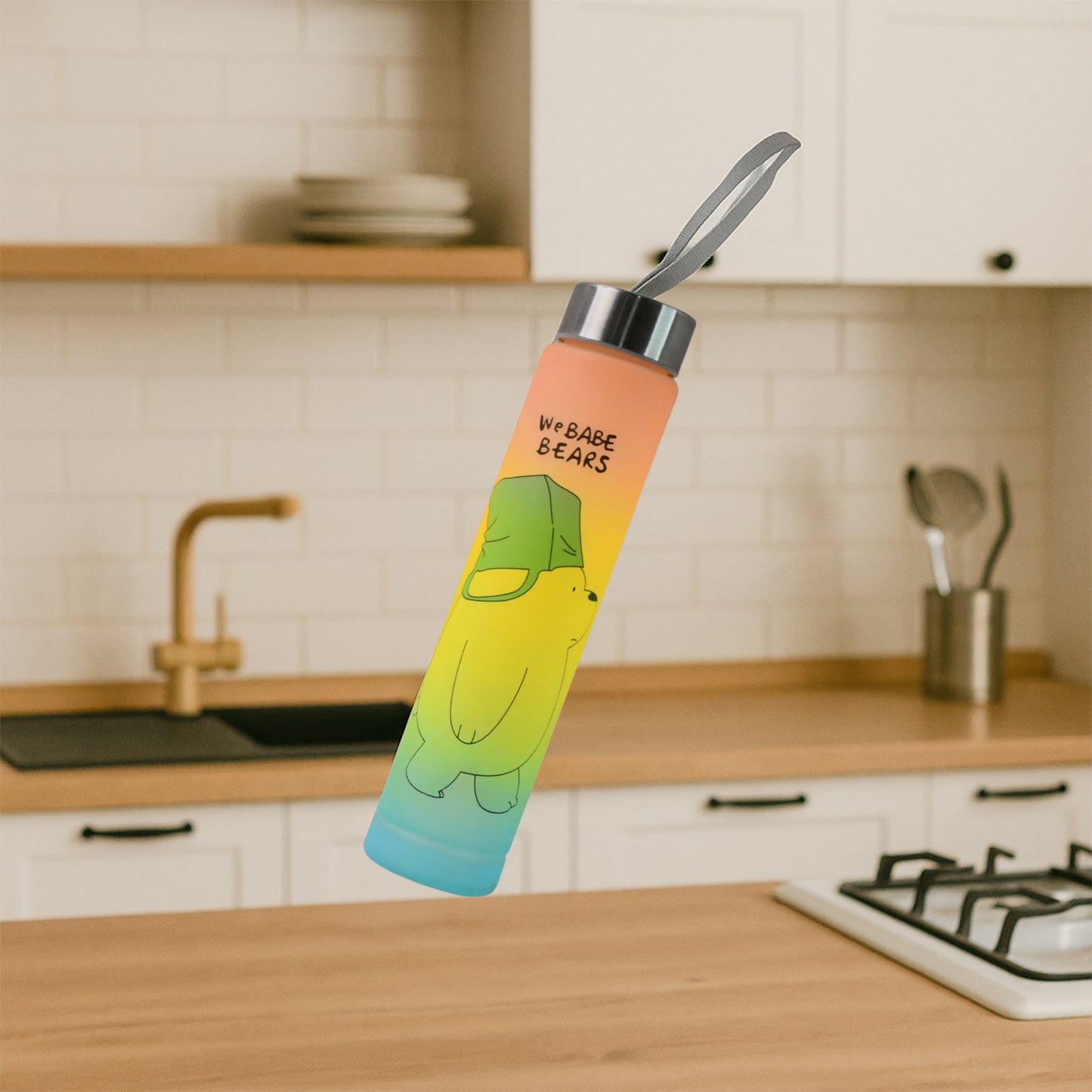 300 Ml Cute Cartoon Printed Plastic Water Bottle