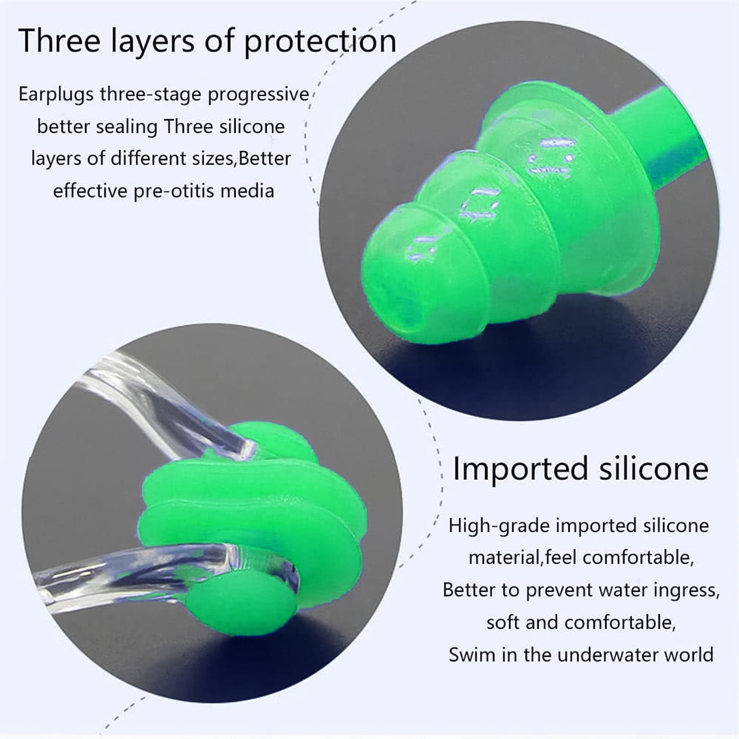 Swimming Earplugs And Nose Clip Set (3 Pc)