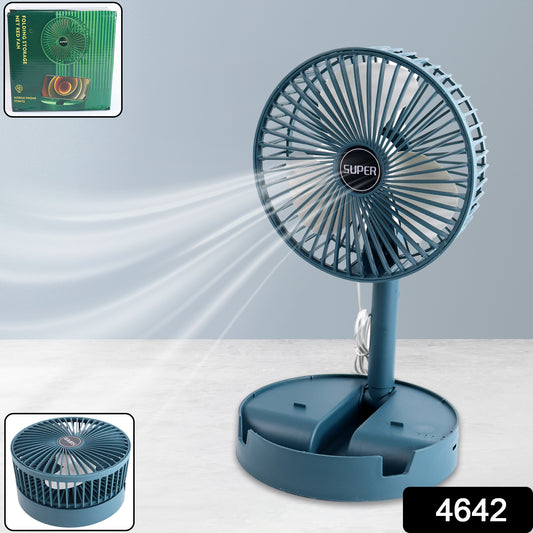 Portable Telescopic Foldable Electric Table Fan – Height Adjustable Silent Desktop Fan for Travel, Office, Bedside & Personal Use (Battery Not Included)
