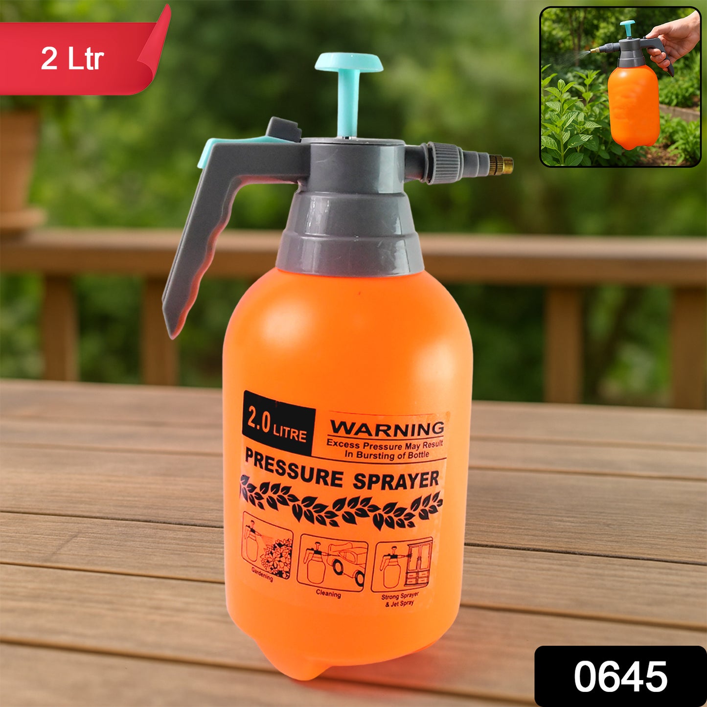 0645 Water Sprayer Hand-held Pump Pressure Garden Sprayer - 2 L