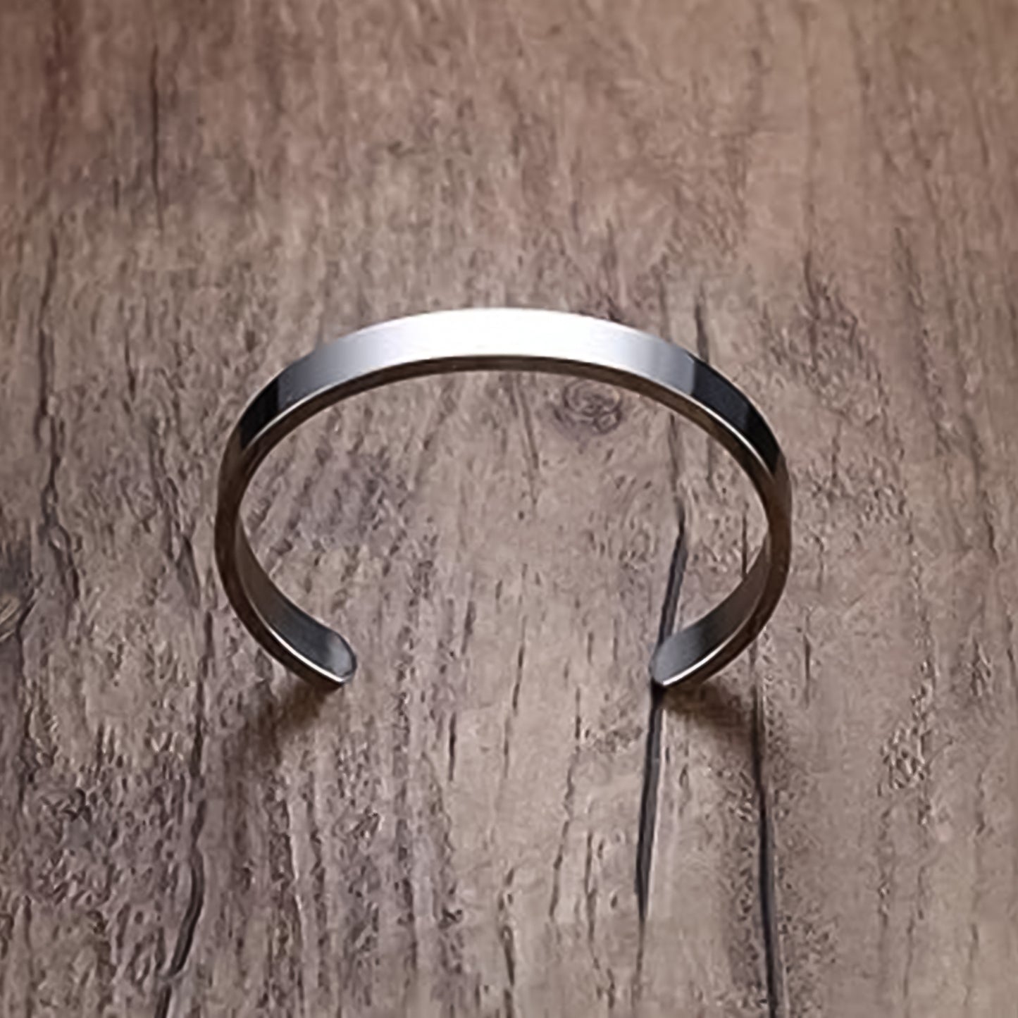 Minimalist Polished Open-ended Silver-tone Stainless Steel Kada (1 Pc)