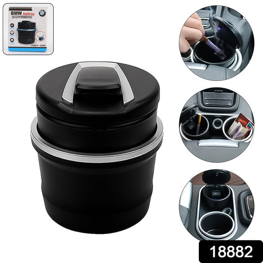 Universal Car Ashtray with Lid and Cool Blue LED Light | Portable Smokeless Cigarette Ash Container | Fits Most Vehicle Cup Holders for Easy Use