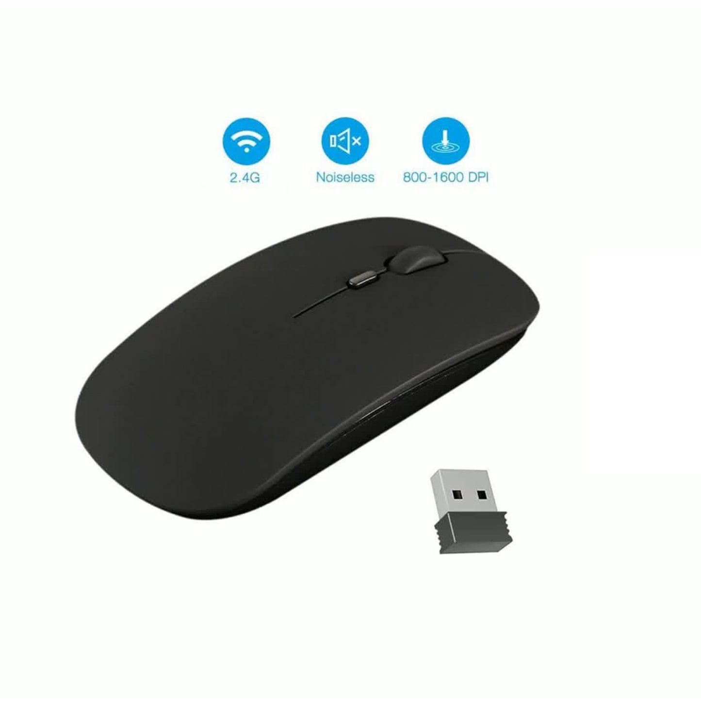 Slim Wireless Computer Mouse | Ergonomic Cordless Handheld for Laptops & Desktops | Silent Click, Portable & Easy Plug & Play for Beginners