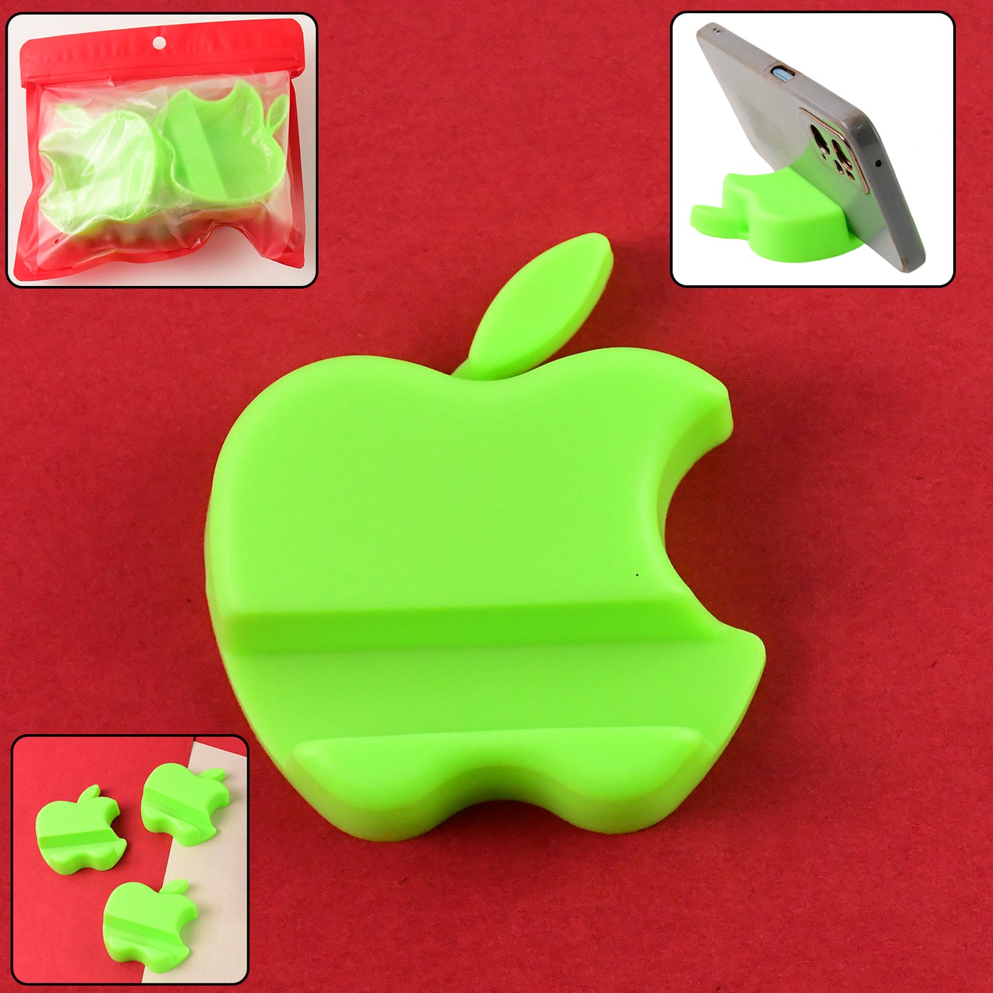 Apple-shaped Plastic Mobile Phone Holder (3 Pc  Mix Color)