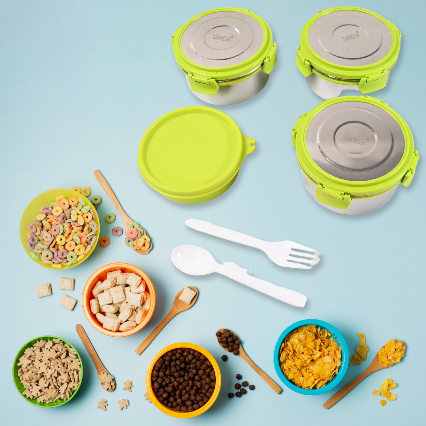 Stainless Steel Tiffin Lunch Box Container  Dabba With 4 Side Clip Lock Lid For Office  School Use Food Grade  Air Tight  Easy To Carry  Leak Proof