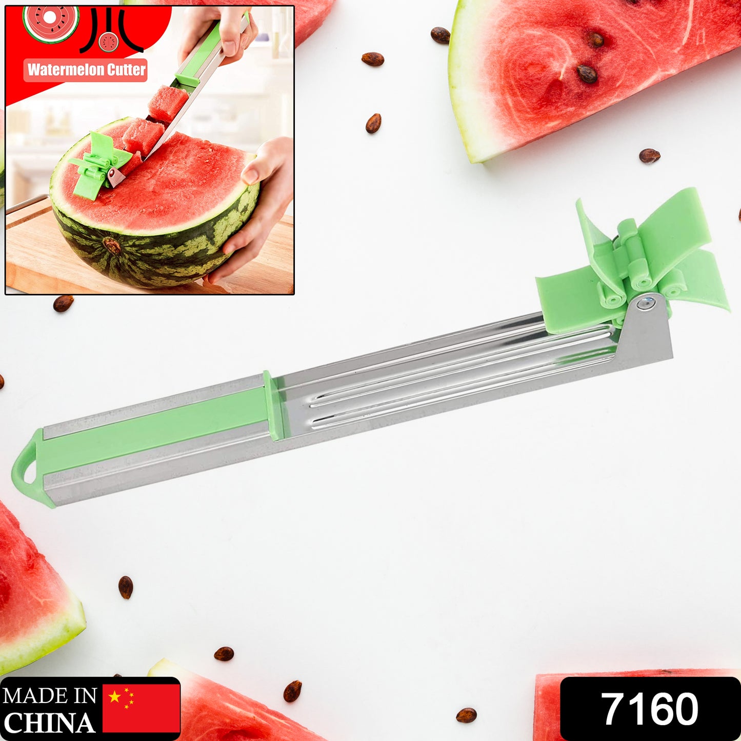 Easy-to-Use Watermelon Cutter Tool | Handheld Stainless Steel Windmill Slicer for Perfect Cubes | Portable Fruit Peeler for Kitchen