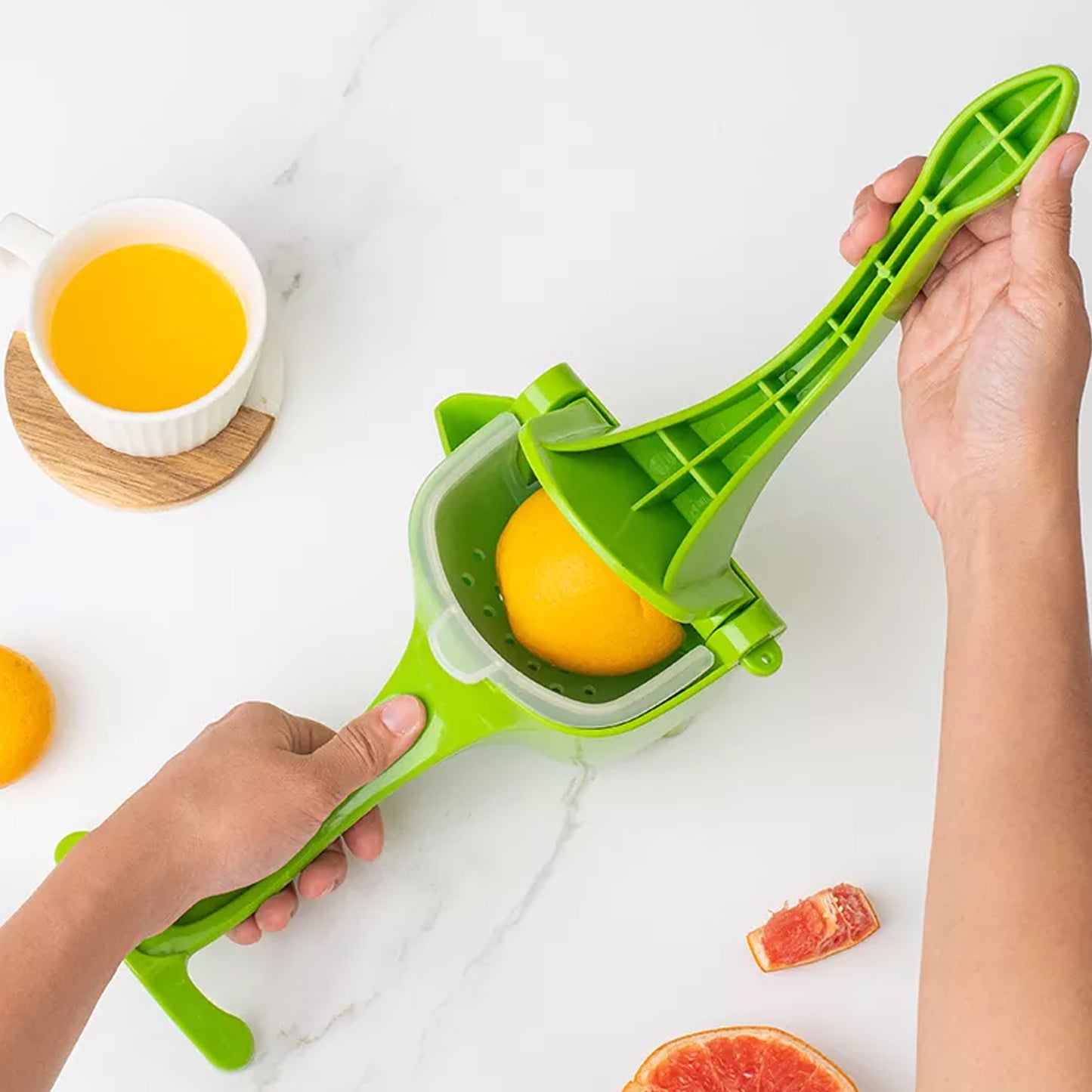 Effortless Manual Citrus Juicer & Lemon Squeezer | Lever Hand Press for High-Yield Orange & Lime Juice | Durable Countertop Fruit Press (Multicoloured)