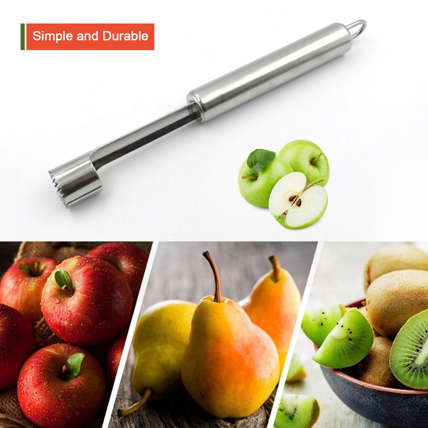 5506 Fruit Core Stainless Steel Set Core Remover For Apple And Pear Kitchen Prep Tool Fruit Core Remover Tool With Soft Handle Apple Corer Stainless Steel Kitchen Gadget Dishwasher Safe